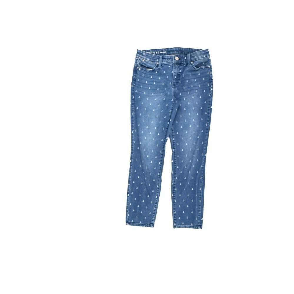 Talbots‎ Slim Ankle Anchor Pattern Women's size 6 Dark Wash Blue Denim Jeans